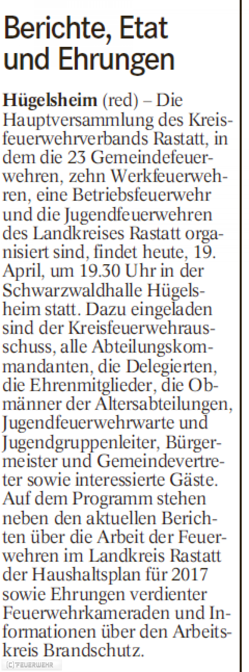 Feuerwehrversammlung Feuerwehrversammlung